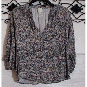 Roan & Ryan Women's Top Size XS Long Sleeve Multicolored Floral V Neck